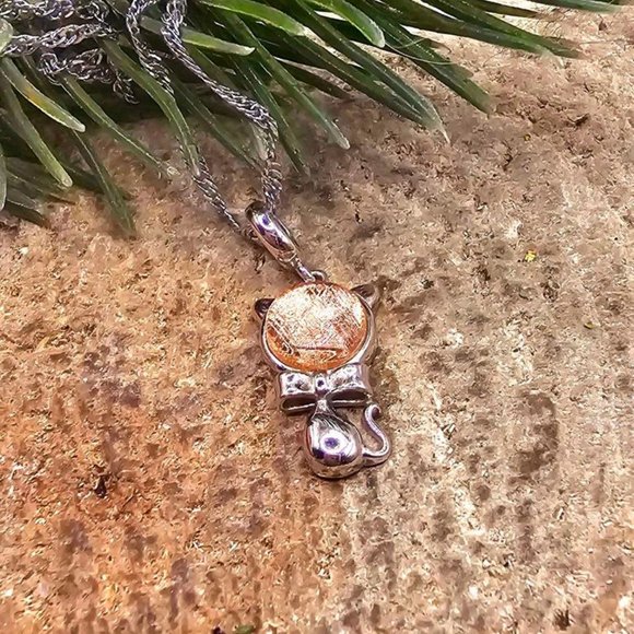 Genuine Nature Meteorite Cat 925 Stamped Pendant Necklace - Picture 7 of 10